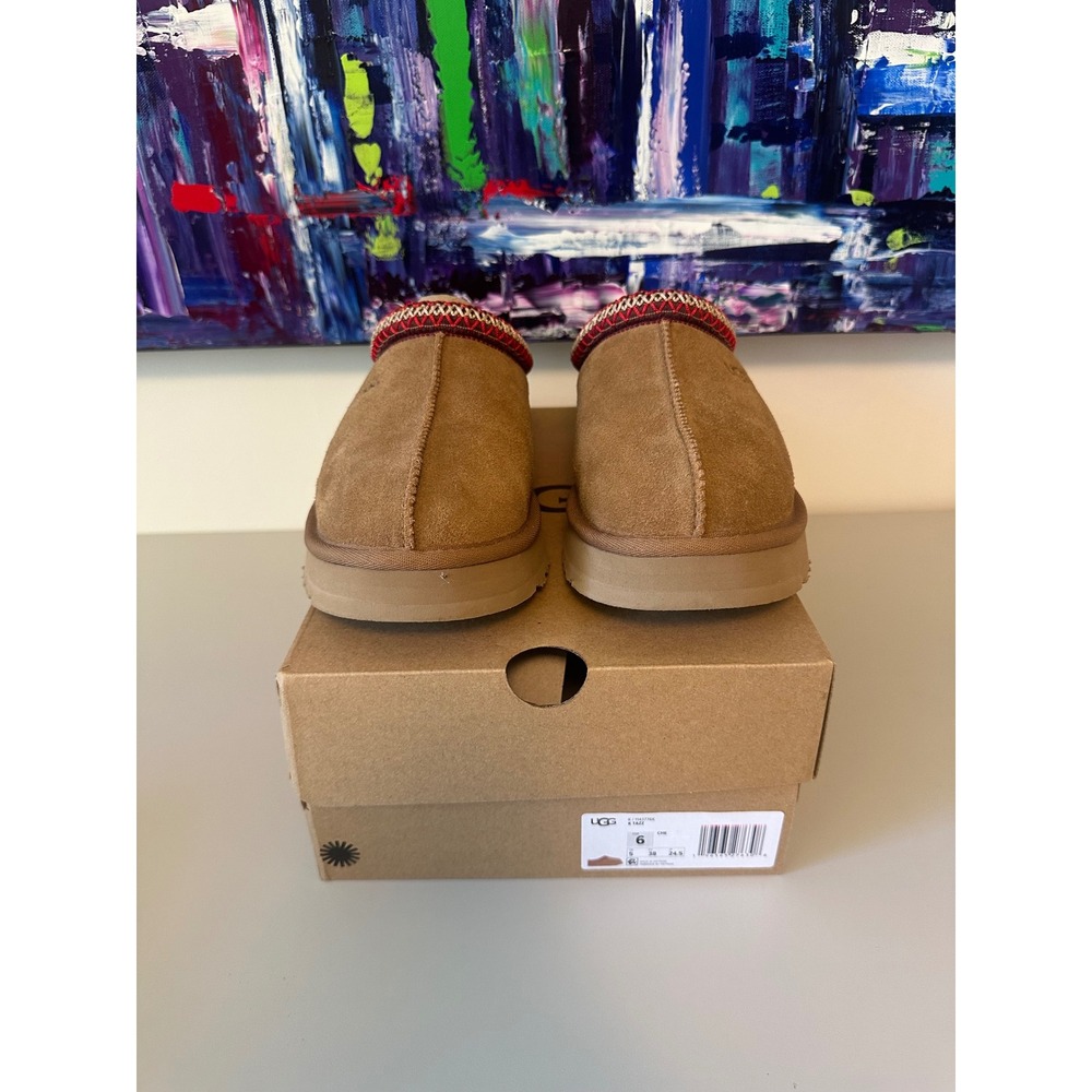 New in Box UGG Tazz Chestnut Suede Slippers | Size 6
